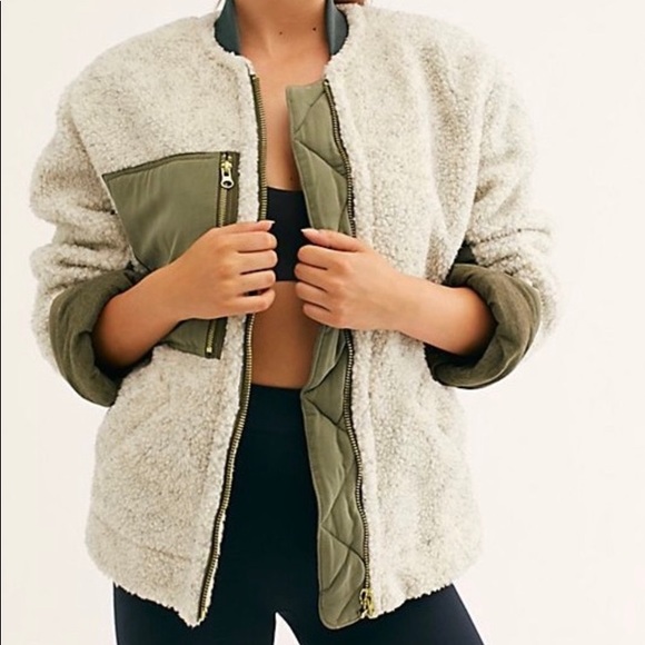 Free People Jackets & Blazers - Free People Rivington Sherpa Olive Jacket Size M